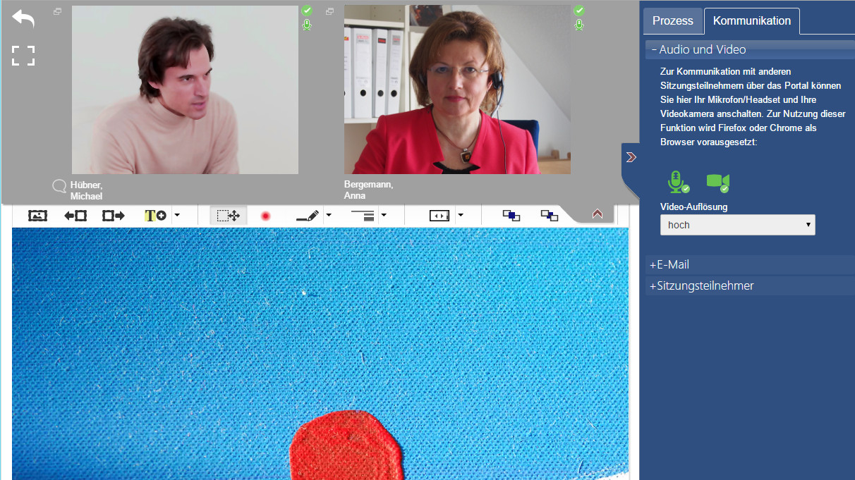 Sitzung mit Audio und Video