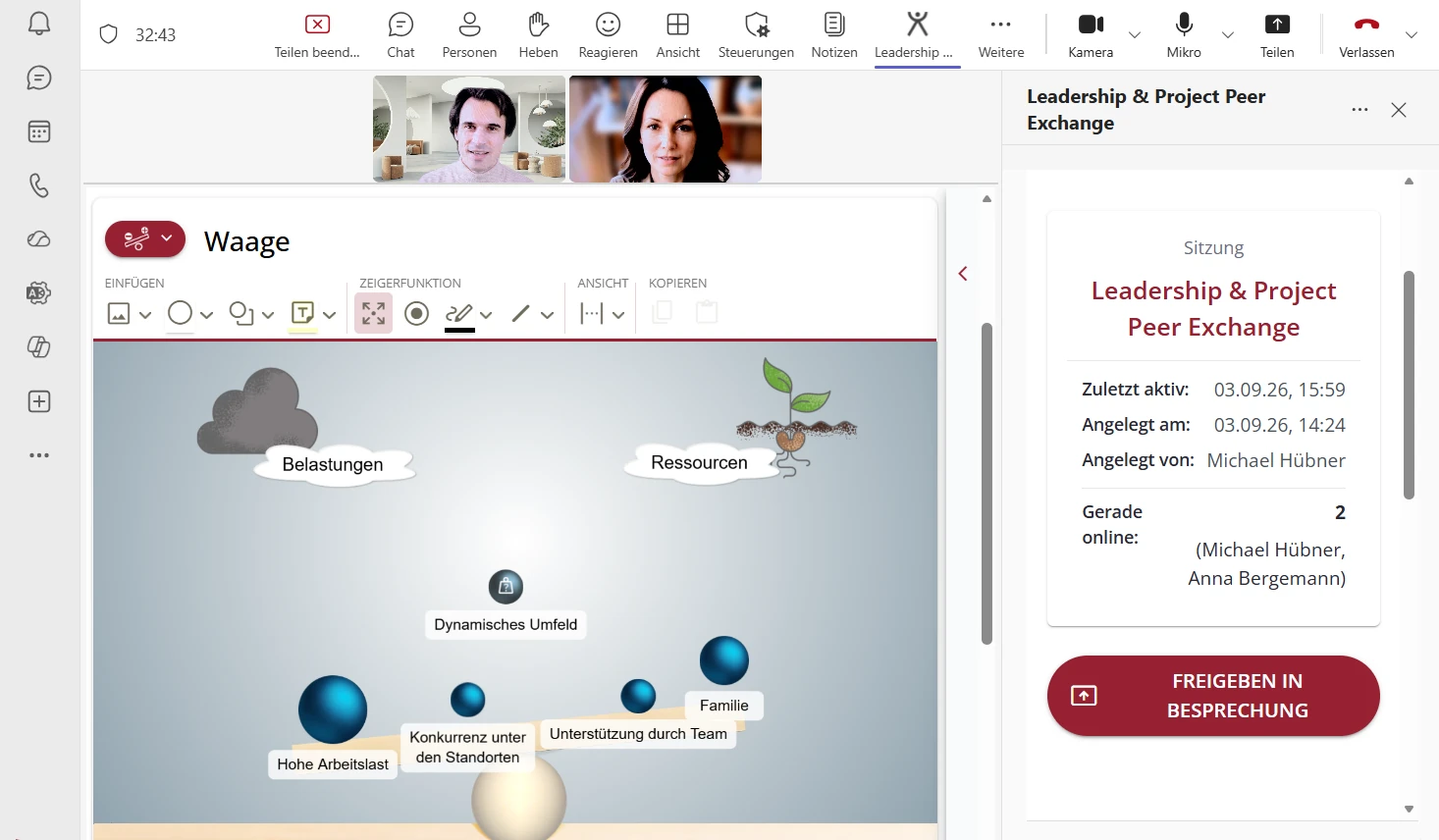 Teams meeting with Balance Scale tool