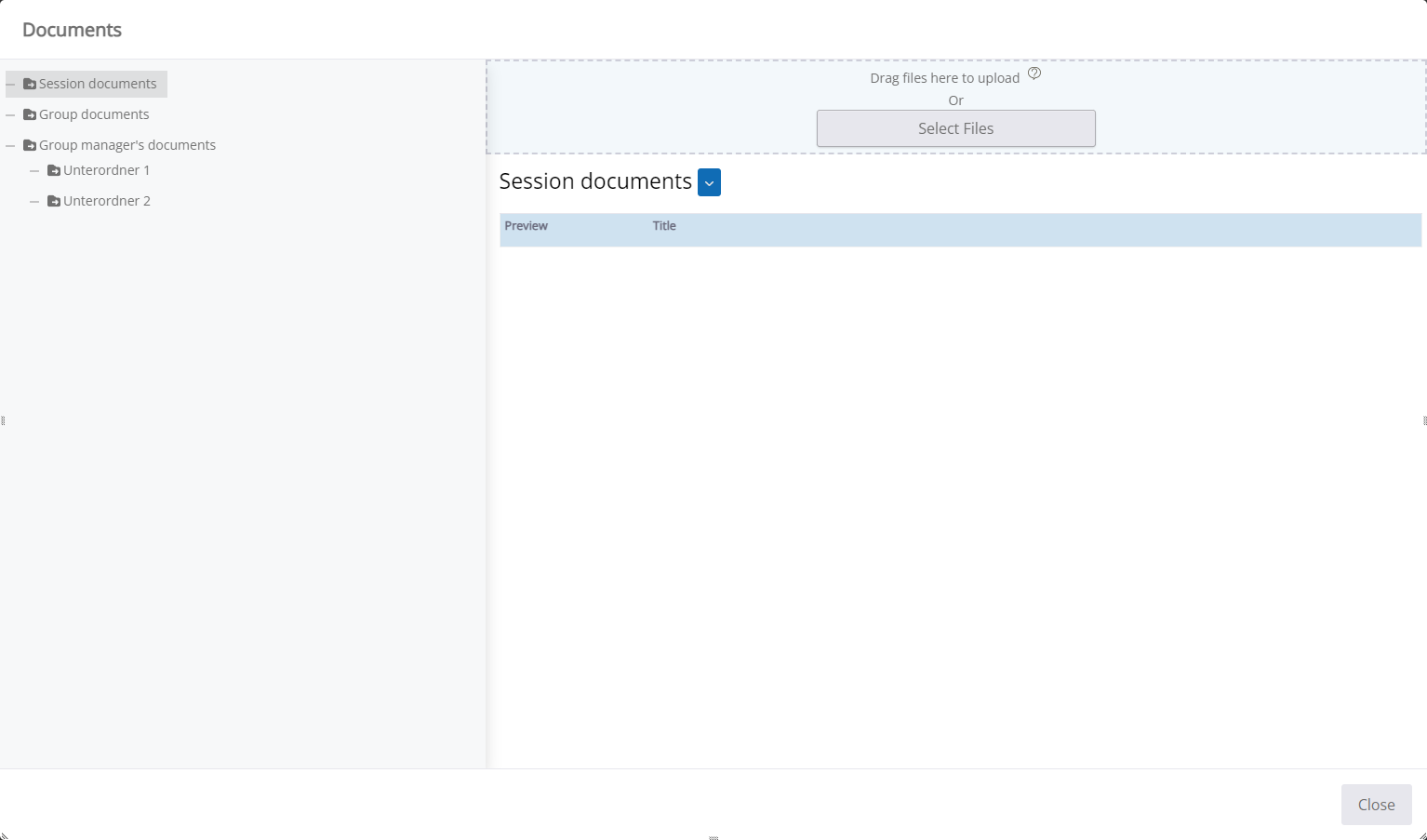 Selecting a document for the Presentation tool